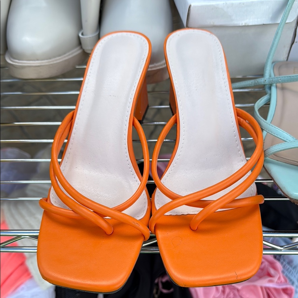 Orange Strappy Women's Heels